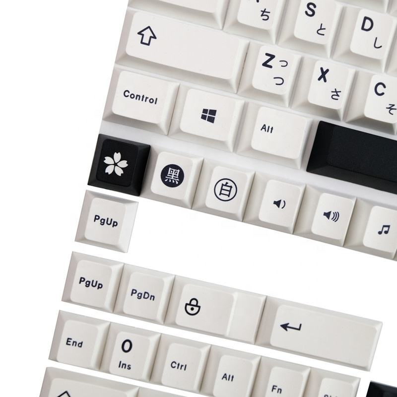 Japanese Black and White Wind Cloud PBT Keycaps for Mx Switches