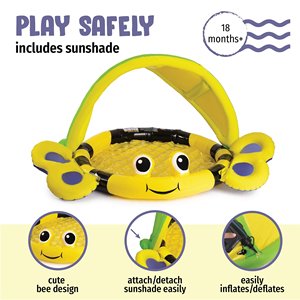 Piscina Gonfiabile Personalizzata in PVC a Forma di Ape per Bambini con Parasole per Divertimento Estivo in Acqua - Product Image 4