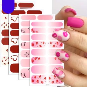16 Puntas Decorativas para <span class=keywords><strong>Uñas</strong></span> <span class=keywords><strong>con</strong></span> Diseño Romántico de Labios Rosados y Rojos, Adhesivos para <span class=keywords><strong>Uñas</strong></span> para el Día de San Valentín - Product Image 2