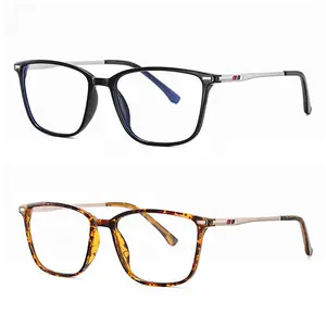 Gafas con remaches de metal TR90 para hombre, anteojos con estampado floral, marrón, con bloqueo de luz azul, para negocios, 2022