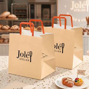 Custom Eco-Friendly Recyclable Disposable Kraft Paper Bags with Custom Printing for Bakery Cakes Cookies Food Takeaway <b>Packaging</b> - Product Image 6