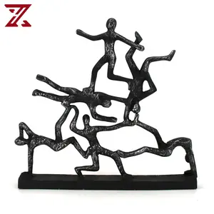 High quality cast iron metal many people gymnastic antique family sculpture show pieces for home decoration