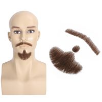 Fausse moustache et barbe, aspect naturel, cheveux humains, faite à la main, dentelle invisible, Chine, divertissement/drame/Halloween/cosplay amusant