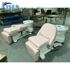 Kisen High <b>End</b> 3 Motor Electric Adjustable Lift Salon Barber Shampoo Chair Shampoo Bowl Sink Hair Wash <b>Bed</b> with Massage for Sale - Product Image 3