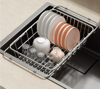 Égouttoir de lavabo multifonctionnel en acier inoxydable pour bols et assiettes, avec fonction de filtration d'eau et rangement pour vaisselle