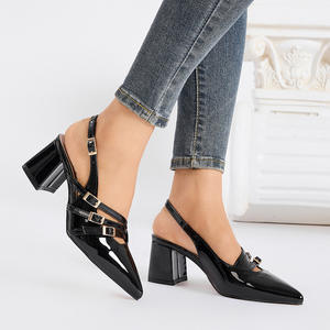 Chaussures Xuanhui grande taille, nouveau modèle, rétro, bout pointu, talon carré de 6 cm, escarpins à bride, talons épais pour femmes - Product Image 6