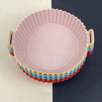 Friteuse à Air en Silicone, plat de cuisson pliable, outils de pâtisserie, revêtements de friteuse à Air en Silicone pour cuisine avec plateau