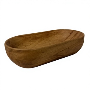 Plateaux décoratifs ovales en bois minimalistes, faits à la main, style rustique, ensemble multi-pièces pour la présentation sur table à la maison, hôtel, restaurant - Product Image 1