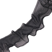 Bordure en dentelle plissée double couche en maille à motif uni, motif méduse, avec perles et volants élastiques, 9 cm, pour vêtements, jupes et ourlets de couture DIY
