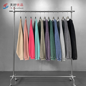 Wholesale Custom 430G Heavyweight Cotton Men's Sweatshirt Autumn Winter Washed <b>Tie</b> Dye Crew Neck Turtleneck with Hidden Pocket - Product Image 2