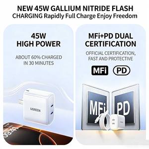 Cargador Rápido GaN de Doble Puerto UGREEN de 45W con USB-C para Teléfonos Inteligentes y Tabletas - Product Image 2