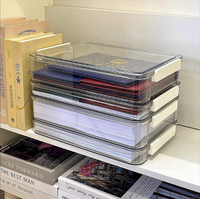 Caja de Almacenamiento de Documentos Transparente de Gran Capacidad A4 Bview Art, Organizador de Archivos de Escritorio para el Hogar, Oficina y Escuela