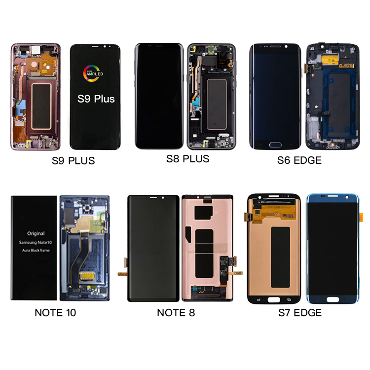 ผู้ผลิต Lcd สำหรับ Samsung Galaxy S6 S7 S8 S9 Edge S10 5G Note 5 8 9 10 20 Plus หน้าจอสัมผัสสมาร์ทโฟนหน้าจอ Lcd ต้นฉบับ