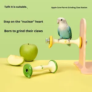 Tafit Sevimli Elma Şeklinde Seramik Papağan <span class=keywords><strong>Stand</strong></span>ı Kuş Tüneği Doğal Gaga ve Pençe Bileme <span class=keywords><strong>Stand</strong></span>ı Papağanlar, Sultan Papağanları, Muhabbet Kuşları için - Product Image 3