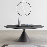 Table à manger ronde moderne en marbre Petite table de ménage noire pour la cuisine ou le salon Conception simple de table basse