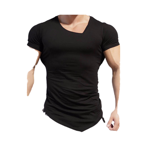 Camiseta de Algodón para Hombre, Transpirable, Corte Ajustado, para Gimnasio, Fitness, Running, con Estampado Personalizado, Cuello Redondo, Manga Corta, Lisa, Negra, Blanca, Estilo Casual - Product Image 4