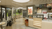 Conception d'intérieur personnalisée de luxe pour café et boulangerie |   Solution complète de comptoirs et présentoirs sur mesure pour magasins : Conception personnalisée tout-en-un
