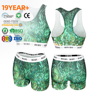 Ensemble deux pièces pour femmes, imprimé abstrait, sous-vêtements de sport, gym, fitness, sublimation, OEM, faible MOQ, logo personnalisé, ensembles de marque, soutien-gorge de sport, shorts