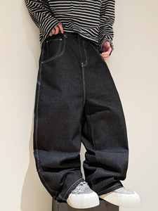 <span class=keywords><strong>Jeans</strong></span> <span class=keywords><strong>Larghi</strong></span> da Uomo Personalizzati Stile Hip-Hop High Street, Pantaloni <span class=keywords><strong>Lunghi</strong></span> a Vita Alta con Grandi Tasche - Product Image 2