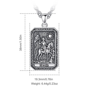 Hip Hop gótico <span class=keywords><strong>muerte</strong></span> Tarot tarjeta colgante collar cobre plateado plata Vintage declaración joyerí<span class=keywords><strong>a</strong></span> para hombres mujeres - Product Image 4