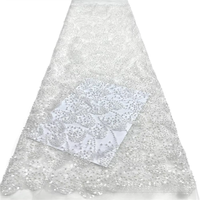 Tissu en maille tricotée 100 % polyester, brodé de perles et de sequins, écologique et luxueux, pour robes sexy