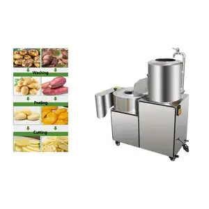 Automatische süßkartoffel-Schneidemaschine Pommes-Chips Streifen-Schneidemaschine / Kartoffelwaschmaschine Schäl- und Schneidemaschine