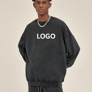 Sudadera de Cuello Redondo Extra Grande para Hombre, 100% Algodón Tejido, Manga Regular, Logotipo Estampado en la Parte Delantera, Estilo Casual, Ropa de Otoño - Product Image 1