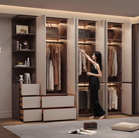 Armoire de rangement moderne minimaliste sans poignée pour chambre à coucher, 18 mm, avec compartiments