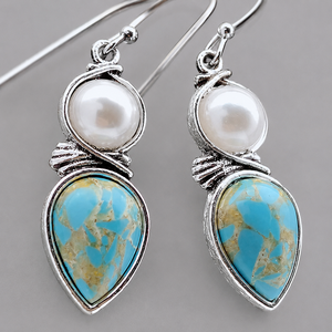 Orecchini Pendenti Vintage con Perline Blu-Verdi, Gioielli di Moda per Donne - Product Image 4