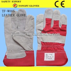 Guantes de trabajo de cuero de vaca duraderos y resistentes Guantes de soldadura protectores de cuero dividido de doble palma para aplicaciones de limpieza - Product Image 4