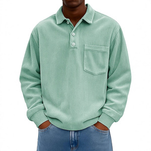 Sudadera de <span class=keywords><strong>Hombre</strong></span> con Cuello Cruzado Estilo Europeo Americano, Cálida, Holgada, de Color Sólido, Transpirable, Informal, de <span class=keywords><strong>Pana</strong></span>, 100% Nailon - Product Image 3