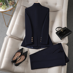 Women's Suit Set Full Sleeve Wool Blend Anti-Wrinkle Interview Professional Wear Elegant Style - Product Image 3