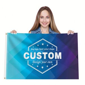 Qiyang Buena calidad Impresión digital Publicidad Promocional Azul Banderas personalizadas, pancartas con cualquier logotipo Cualquier diseño Cualquier color - Product Image 1