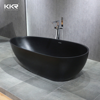 Batu cor Oval berdiri bebas permukaan padat berdiri sendiri bak mandi kamar mandi dewasa