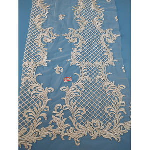 광저우 공장 자수 꽃 얇은 명주 그물 페르시 신부 레이스 패브릭 골드 페르시 프랑스 레이스 파티 - Product Image 2