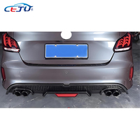 Kit d'accessoires extérieurs de voiture ABS Carbon Look Diffuseur de lèvre de pare-chocs arrière avec embouts d'échappement de feu stop pour MG 5 GT AP32 2020-2024