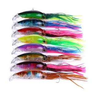 Hengjia jig ahtapot yem püskül ile 10cm 16.6g sakallı kuşaklı balıkçılık lures