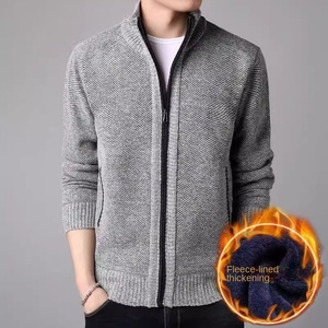 Cardigan à col châle pour hommes, coupe ajustée, pull en tricot torsadé noir, fermeture à glissière, poches anti-boulochage, respirant, hiver - Product Image 5