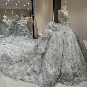 Jancember DW0171 Abito da Sposa Vintage <span class=keywords><strong>con</strong></span> Maniche Corte, Frange e Gonna Voluminosa <span class=keywords><strong>con</strong></span> <span class=keywords><strong>Lungo</strong></span> Strascico - Product Image 3