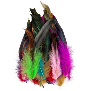 Plumas <span class=keywords><strong>de</strong></span> gallo Schlappen teñidas en racimo <span class=keywords><strong>de</strong></span> 5-7 pulgadas al por mayor, en hilo <span class=keywords><strong>para</strong></span> decoración <span class=keywords><strong>de</strong></span> ropa <span class=keywords><strong>de</strong></span> carnaval y costura - Product Image 2