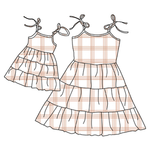 Robe d'été sans manches, longueur genou, épissage, conception de boutique <span class=keywords><strong>pour</strong></span> filles, tenues personnalisées Mom Me assorties, vêtements <span class=keywords><strong>pour</strong></span> enfants - Product Image 1