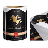Étiquettes personnalisées autocollantes imperméables en rouleau pour bouteilles, avec dorure à chaud en relief pour l'emballage de bière, café, vin et autres boissons