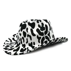 Pafu Wild West Party Western Theme Cowboy Hat Unisex Black and White Cowboy Hat Adult Size Cow Print Cowboy Hat