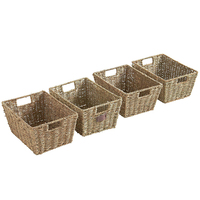 Panier de rangement moderne et durable en jonc de mer pour l'organisation des vêtements, empilable, pour salon et placard, avec structure en fil de fer