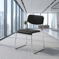 Chaises d'attente modernes et peu encombrantes en cuir PU, chaise de visiteur à profil bas, sans accoudoirs, chaise de bureau mince