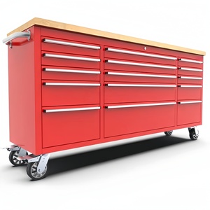 Chariot à outils en acier inoxydable robuste de 15 tiroirs de 72 pouces, armoire d'atelier de <span class=keywords><strong>garage</strong></span> de jardin, rouge, noir, argent, couleurs OEM, outil en métal - Product Image 3