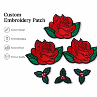 Patchs brodés floraux personnalisés en gros, badges d'appliques de fleurs de rose assorties pour vestes, robes, sacs, chapeaux et vêtements