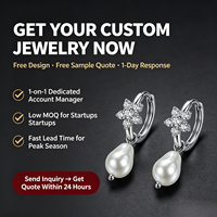 Anting Hoop Mutiara Bentuk Air Mata dengan Bunga CZ dari Baja Tahan Karat 316L - OEM ODM Kustom, Grosir Langsung dari Pabrik, MOQ Kecil Siap Kirim