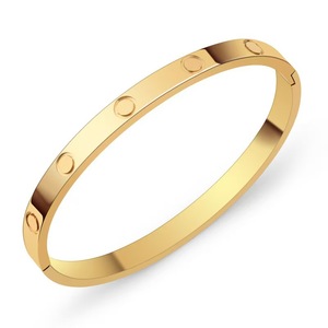 Bracelet jonc en acier inoxydable plaqué or 18 carats avec clous et diamants <span class=keywords><strong>Kaja</strong></span>, bijoux européens pour femmes d'Asie du Sud-Est et d'Indonésie, vente en gros - Product Image 2