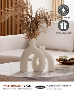 Ensemble de vases décoratifs Donut-Vases modernes de style bohème nordique Décoration intérieure Décorations en céramique mate pour étagère de salon - Product Image 5